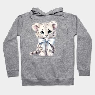 Snow Leopard Wearing Bow Hoodie